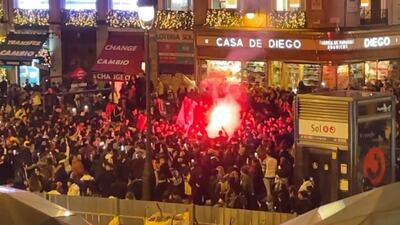 VIDEO. Marroquíes celebran el triunfo de su selección en el centro de Madrid
