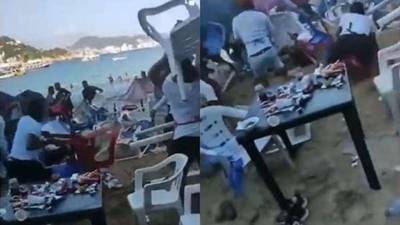 VIDEO: meseros y turistas protagonizan pelea en la playa