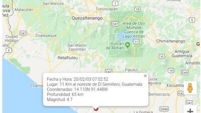 Se registra sismo de magnitud 4.7 en Escuintla