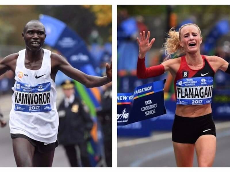 FOTOS. Bajo fuertes medidas de seguridad, Kamworor y Flanagan ganan la maratón de Nueva York