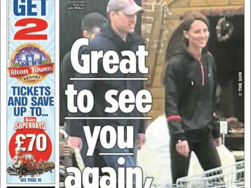 Kate Middleton en primera plana de un periódico del Reino Unido,  ¿en realidad es ella?