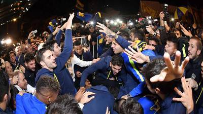 La afición de Boca celebra el título de la Liga argentina