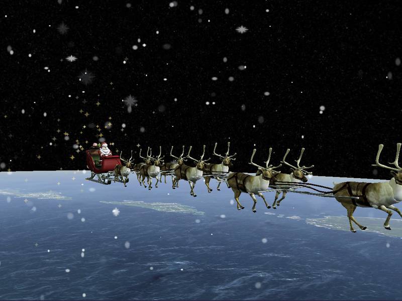 Santa Claus ya está repartiendo regalos con sus renos