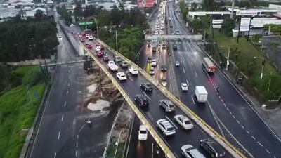 PMT reporta tránsito lento por hundimientos en Villa Nueva