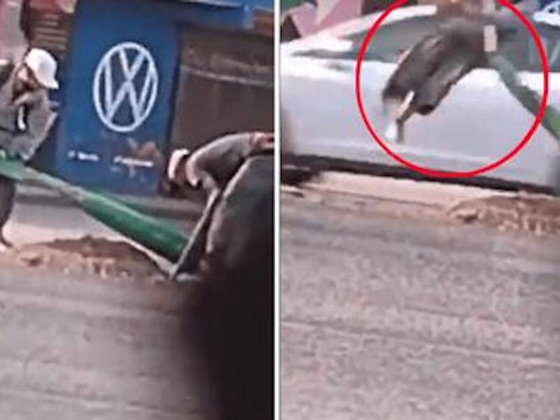 VIDEO. Ladrón sale disparado por los aires cuando robaba cables de un poste