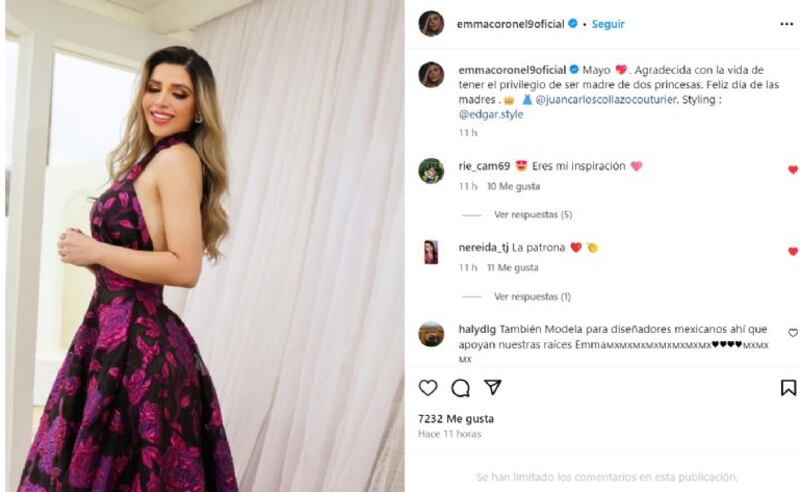 Emma Coronel sorprende atuendo por el Día de las Madres