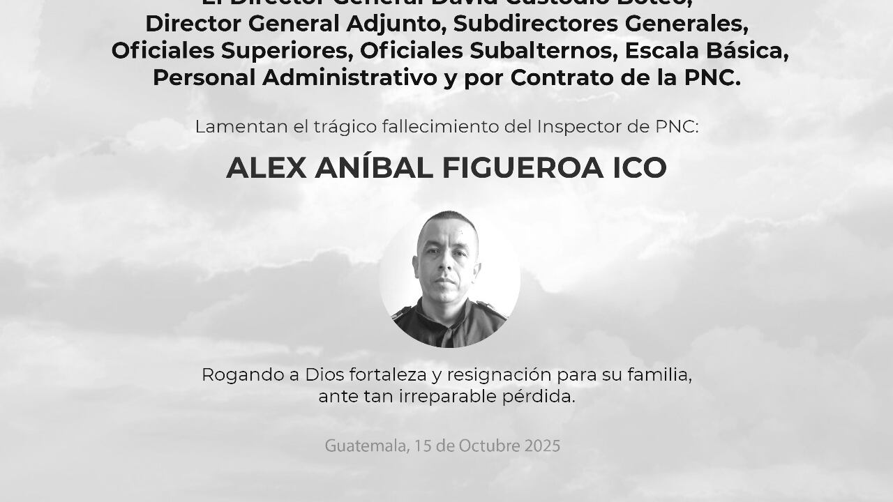 La Policía Nacional Civil lamenta el trágico fallecimiento del Inspector de PNC Alex Aníbal Figueroa Icó