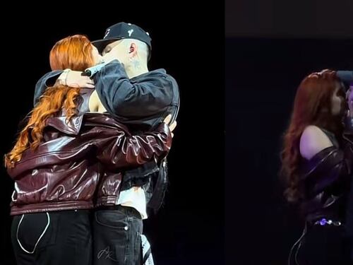 Andy Rivera confirmó su relación con una influencer paisa con un beso en pleno concierto en Bogotá