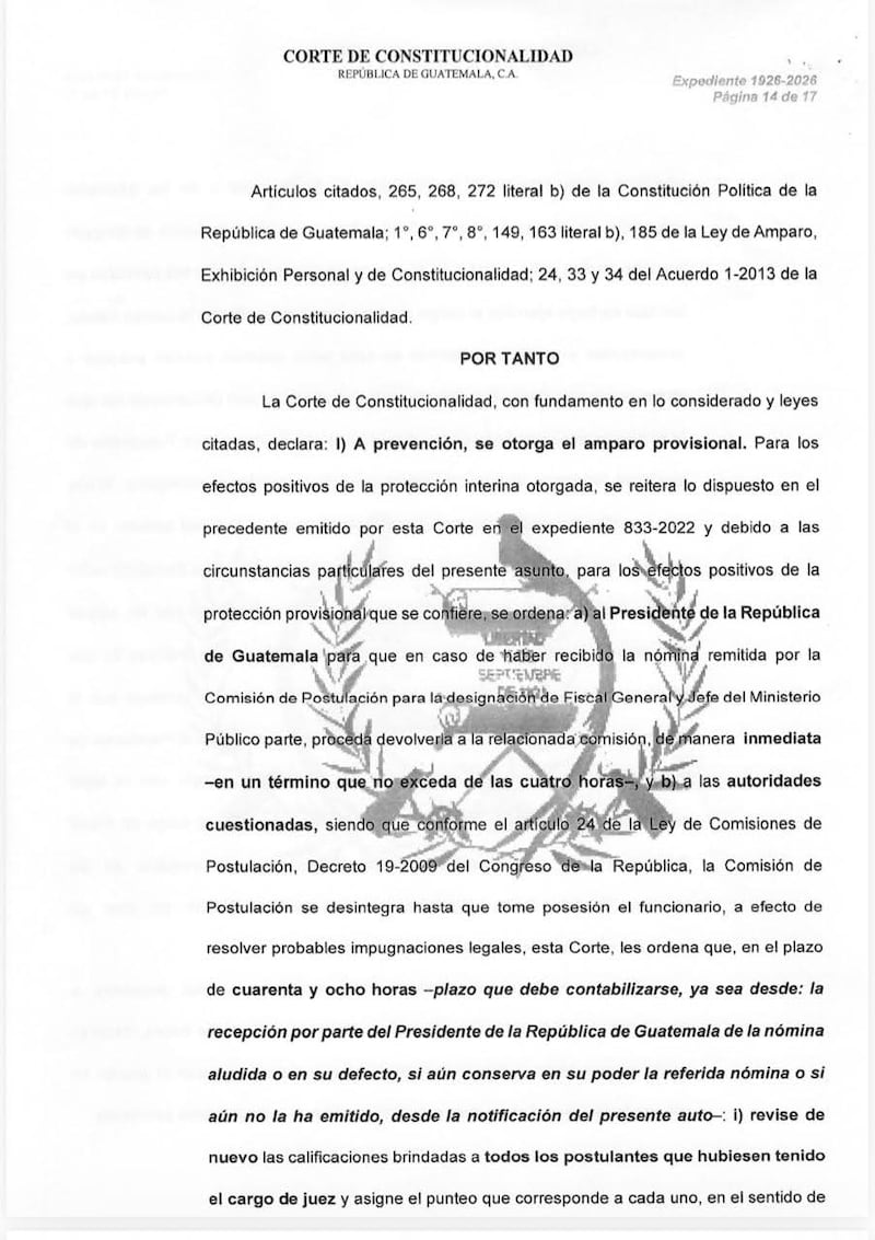 Resolución de Amparo. Foto: Cortesía