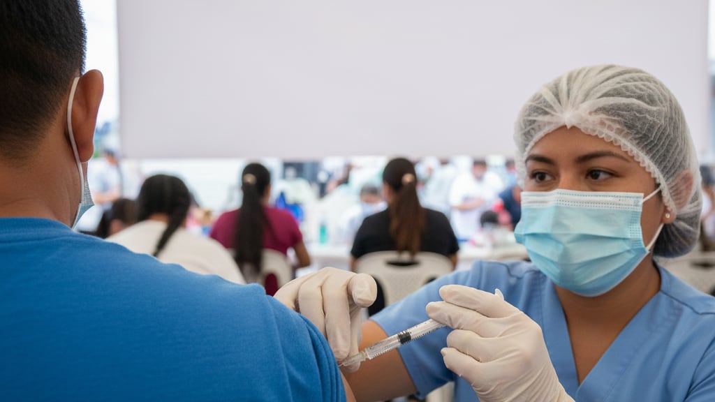 Administración de la a dosis de la vacuna contra la influenza.