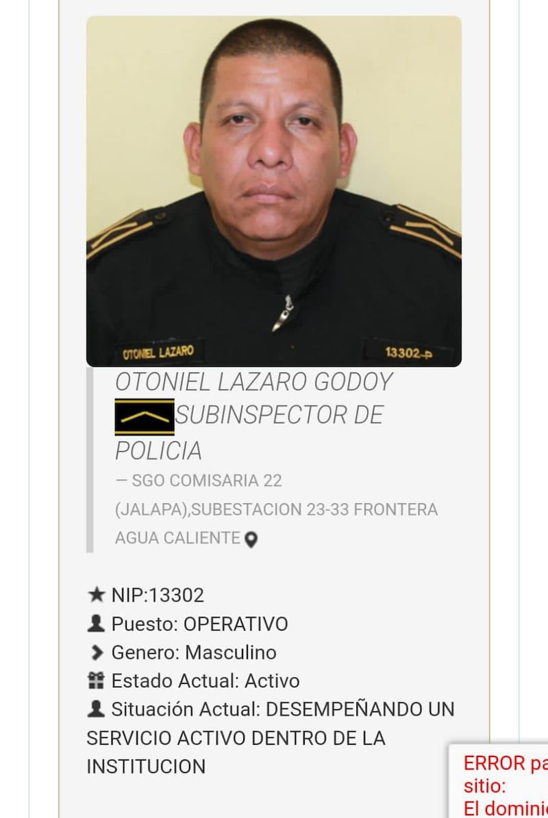 Subinspector, Otoniel Lázaro Godoy, de 48 años