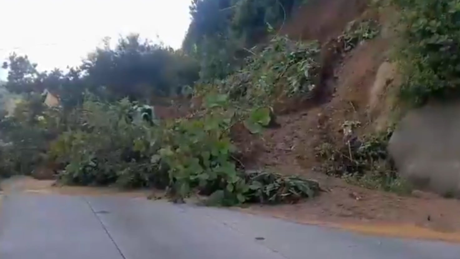 Brigadas de Provial brindan seguridad vial por derrumbe sobre km 82 de ruta Interamericana. Foto: Provial