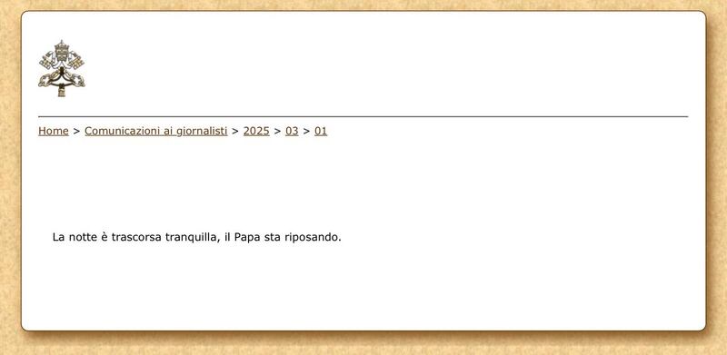 Papa Francisco pasa la noche con tranquilidad