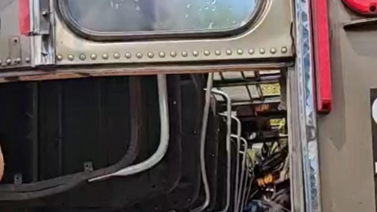 Un bus que transportaba estudiantes sufrió un incidente en Amatitlán. Foto: RRSS