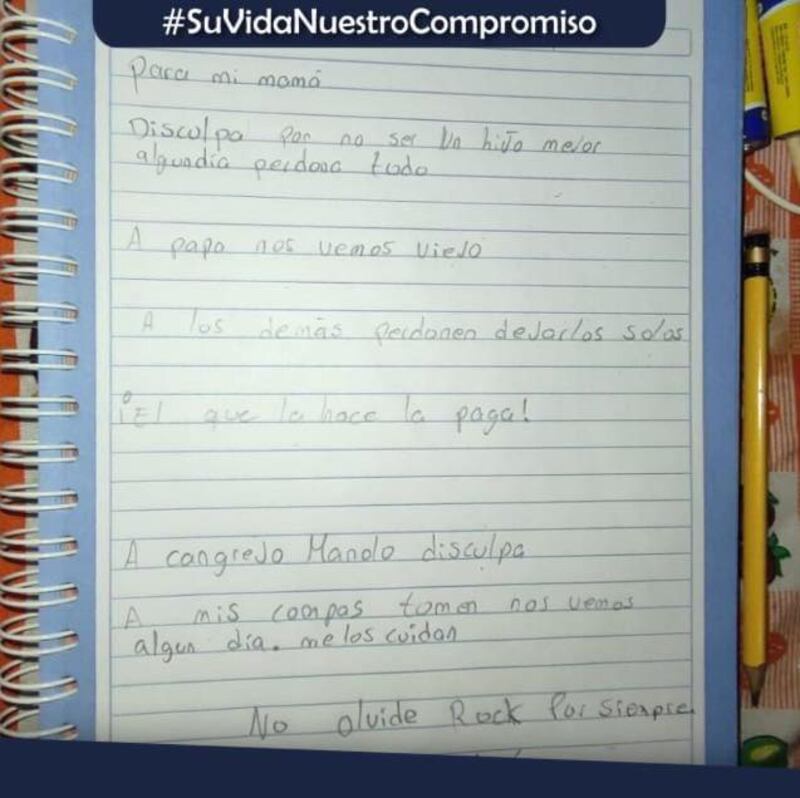 Joven se quita la vida y deja carata de despedida