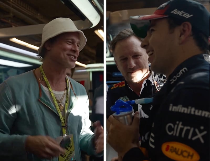 Brad Pitt conoce a Checo Pérez en Texas