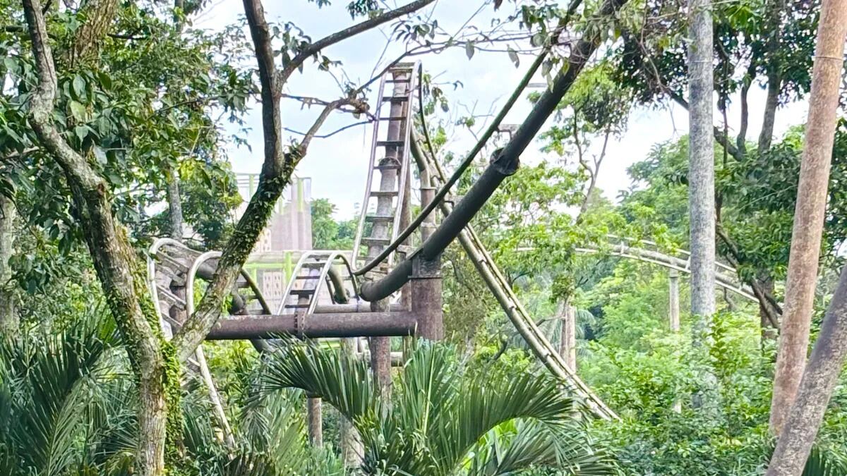 Las columnas de soporte de las montañas rusas están diseñadas para parecerse a troncos de árboles. Foto: IAPAA