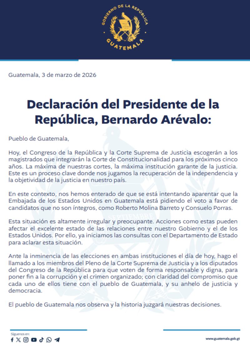 Mensaje presidencial.