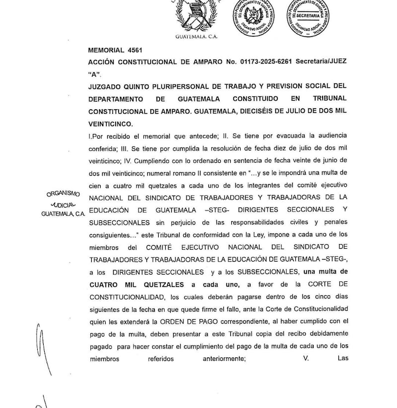 Los maestros deberán pagar una multa de Q4 mil. Foto: RRSS