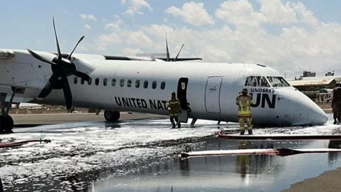 VIDEO. Avión de la ONU aterriza de emergencia
