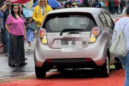 Vehículo destruye alfombra dedicada al Señor Sepultado de la Recolección