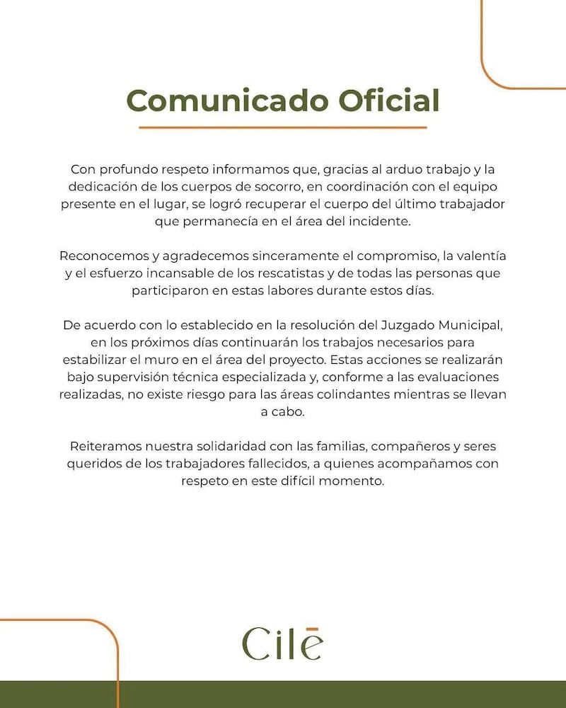 Comunicado de prensa. Foto: RRSS