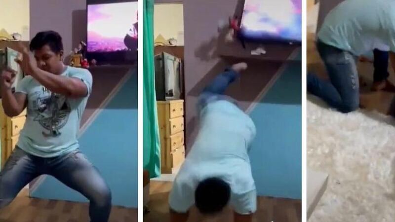 VIDEO. Hombre rompe su smart tv por hacer el "Anitta challenge"