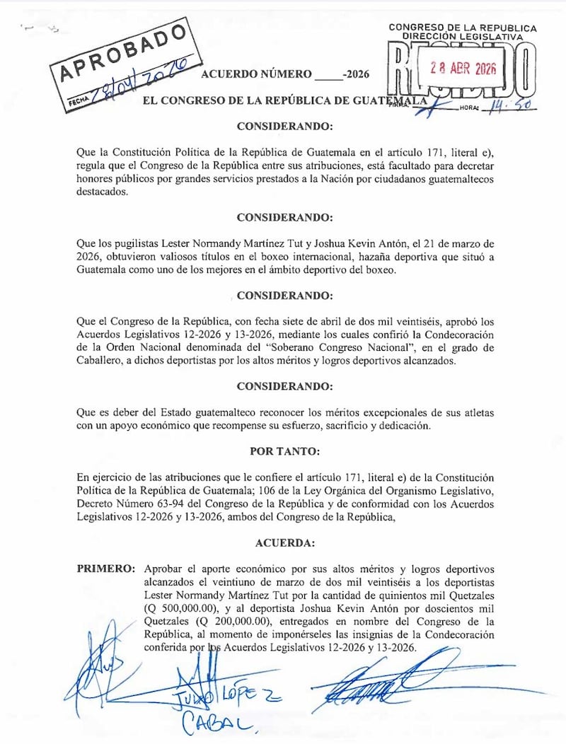 Acuerdo Legislativo 14-2026