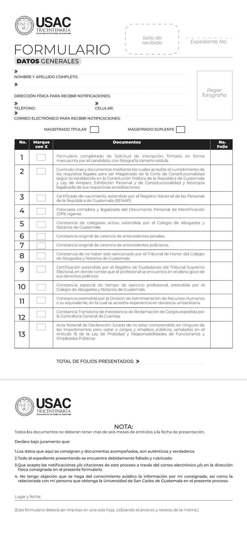 Convocatoria de la Usac.