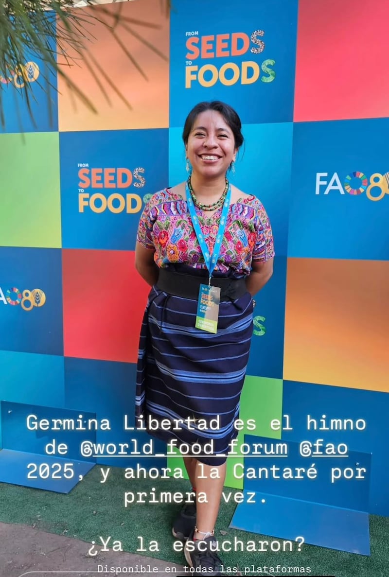 Sara Curruchich en el World Food Forum. Foto: IG