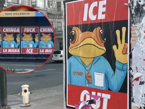 Colocan carteles anti-ICE con el sapo concho de Bad Bunny previo al Super Bowl