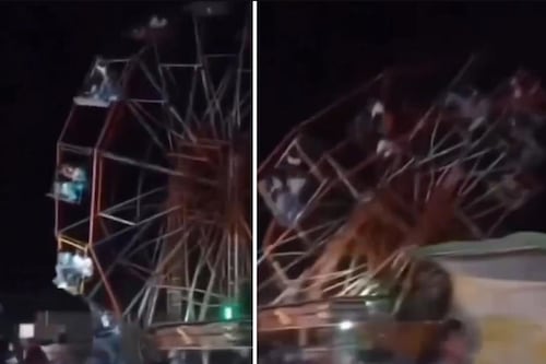 VIDEO. Momento en que un juego mecánico en la India colapsa y deja decenas de heridos