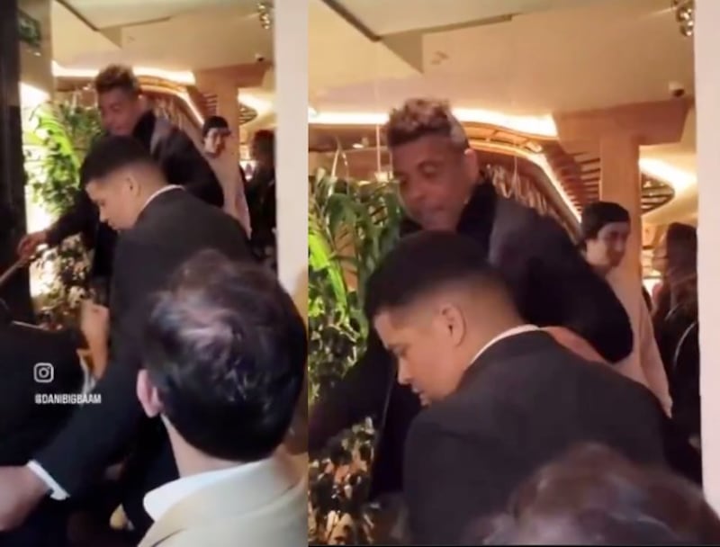 Ronaldo Nazario saliendo de una discoteca en aparente estado de ebriedad