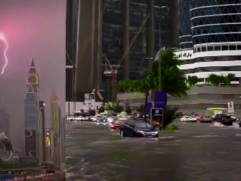Diluvio en Dubái inunda al mall más grande del mundo y aviones “acuatizan” en el aeropuerto