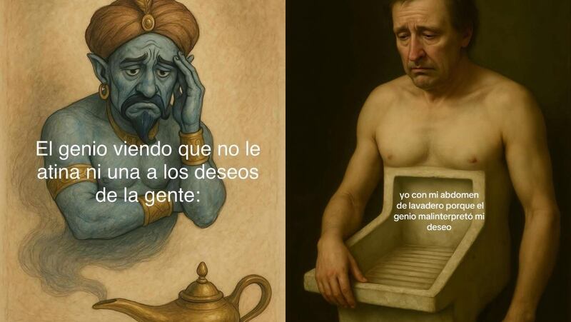 “Cuando el genio de la lámpara entiende TODO MAL.
¿Ya hiciste tu versión de este meme?