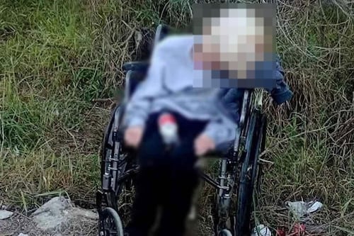Desgarradoras imágenes del abandonó de una abuelita en la orilla de una carretera en México