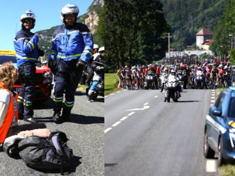VIDEO. Décima etapa del Tour de Francia fue interrumpida por manifestantes