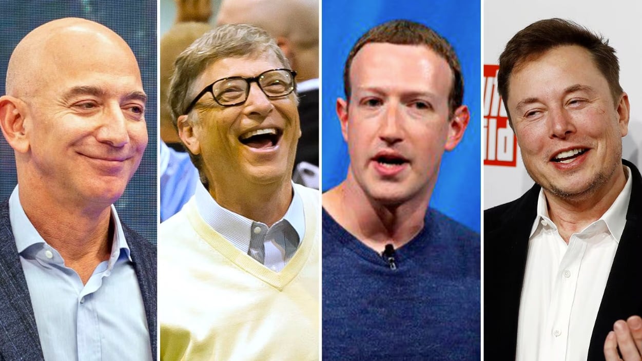 Elon Musk, Mark Zuckerberg, Bill Gates y Jeff Bezos