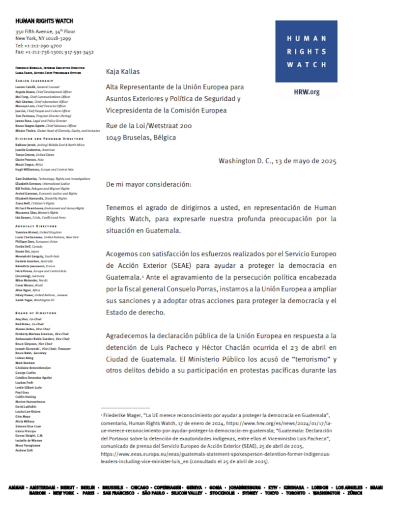 Solicitan a la Unión Europea imponer sanciones contra funcionarios guatemaltecos