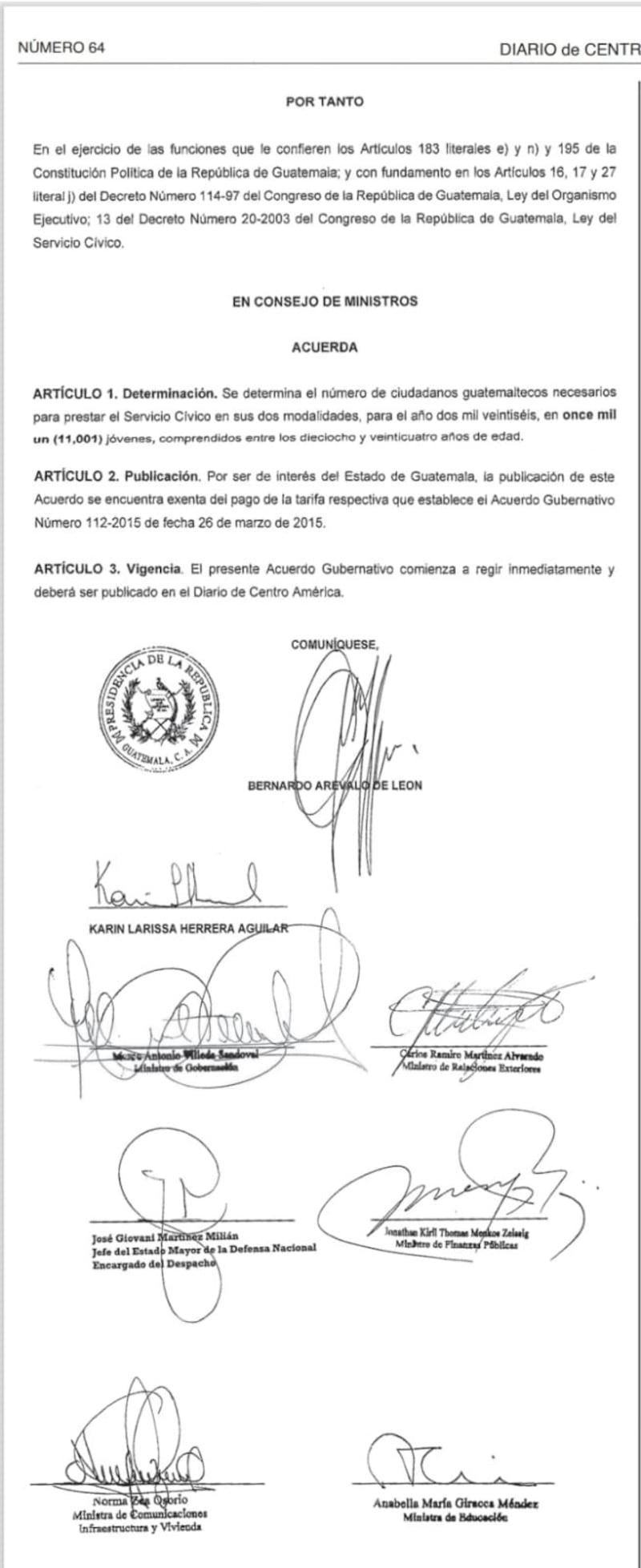 Servicio cívico.