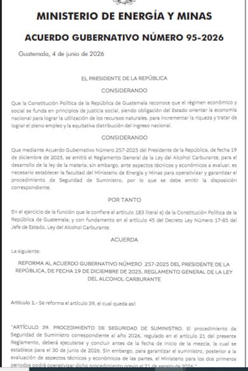 Acuerdo Gubernativo 95-2026