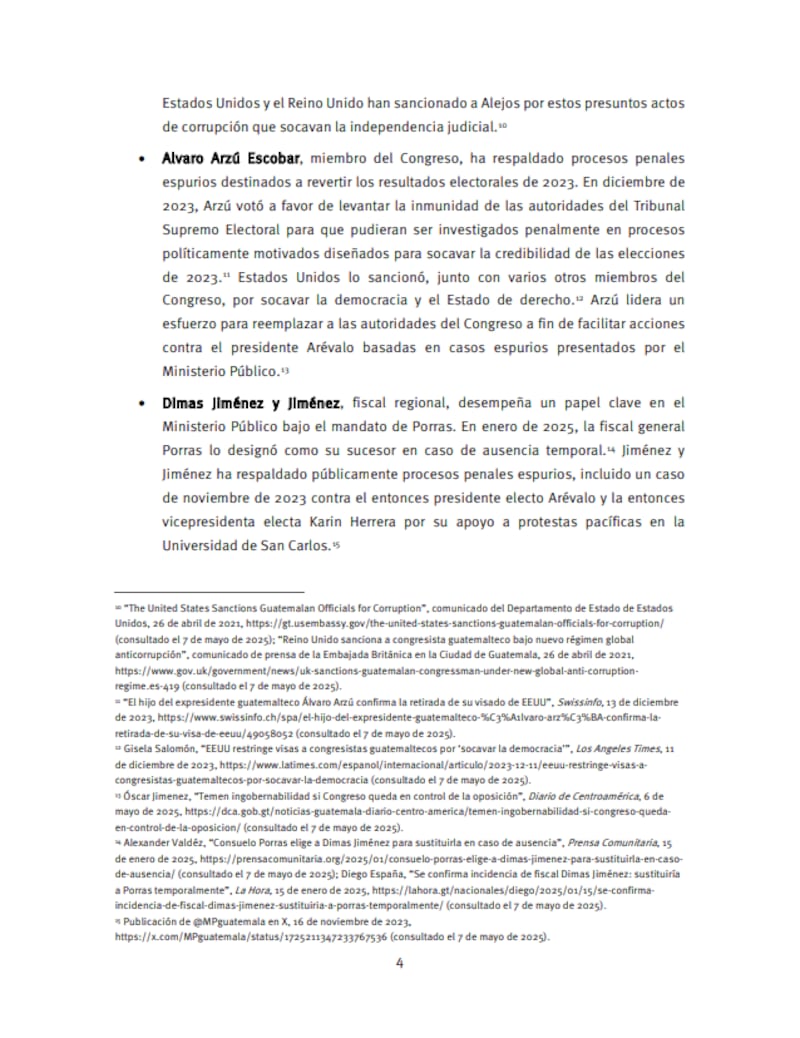 Solicitan a la Unión Europea imponer sanciones contra funcionarios guatemaltecos