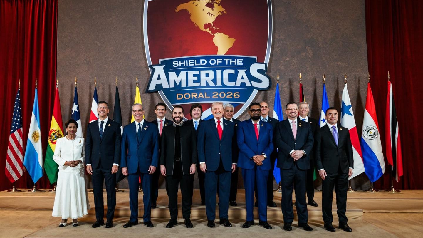 El Escudo de las Américas se presentó como una alianza hemisférica para coordinar la lucha contra el narcotráfico en América Latina. Foto: Casa Blanca.