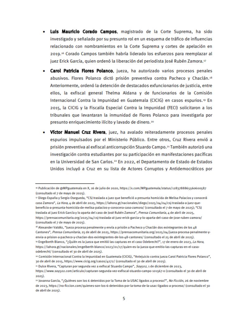 Solicitan a la Unión Europea imponer sanciones contra funcionarios guatemaltecos