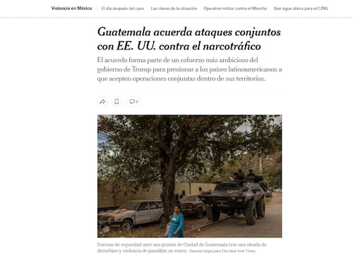 The New York Times detalla acuerdo de Guatemala y EE. UU. para atacar al narcotráfico