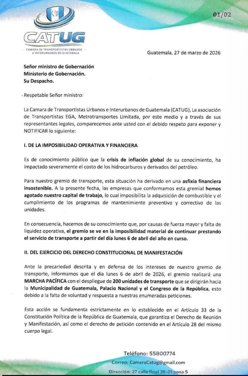 Comunicado transportistas. Foto: RRSS