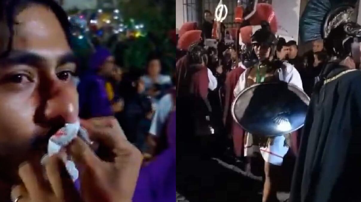 Altercado entre cucuruchos y romanos llega a los golpes en Antigua Guatemala