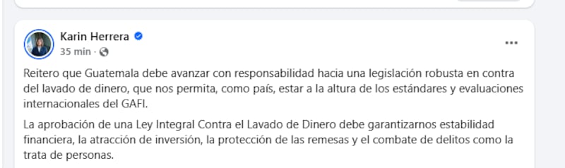 Herrera comparte mensaje en sus redes sociales.