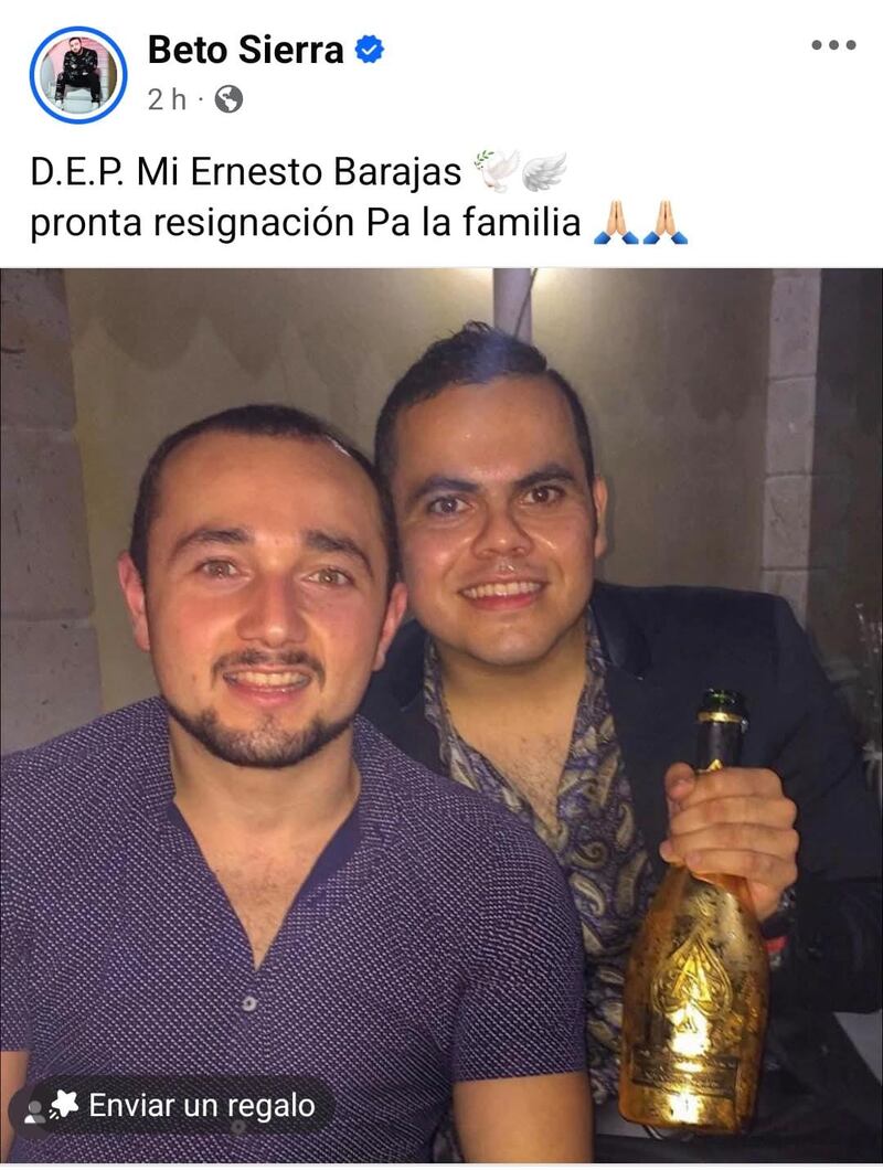 Beto Sierra confirma fallecimiento de Ernesto Barajas. Foto: RRSS