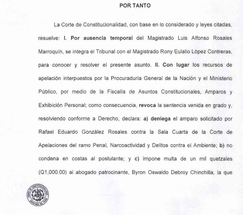 Corte de Constitucionalidad da luz verde a juicio contra exalcalde señalado de lavado de dinero. Foto: Captura de pantalla